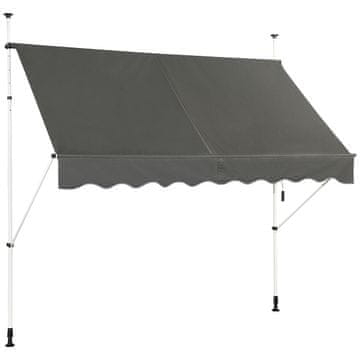 Northix Nastavljiva balkonska tenda 250x120 cm siva UV zaščita z aluminijastim okvirjem