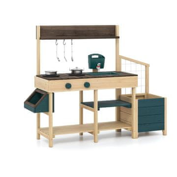 Northix Zunanja lesena igralna kuhinja z umivalnikom in sadilnikom