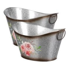 Autronic Embalaža za rože Metal flower box. Set of 2. Design with roses. (OK6389)