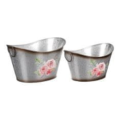 Autronic Embalaža za rože Metal flower box. Set of 2. Design with roses. (OK6389)