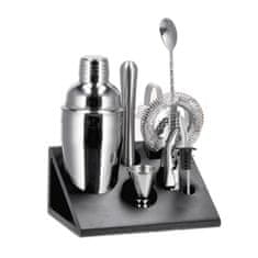 StarDeco Set mešalnik za koktajl - cocktail Shaker750 ml s podstavkom / 8 kos / inox, les