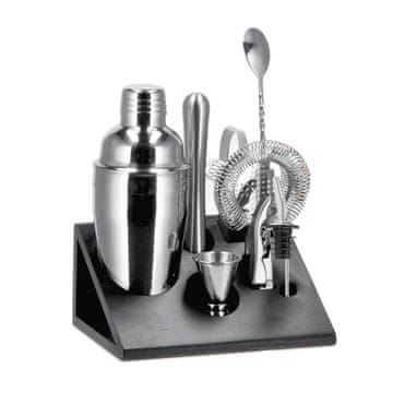 StarDeco Set mešalnik za koktajl - cocktail Shaker750 ml s podstavkom / 8 kos / inox, les