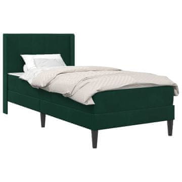 Vidaxl Posteljni okvir z vzmetnico Temno zelena 100 x 200 cm Žamet