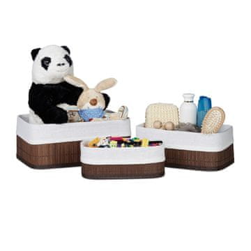 Northix 3 Piece Bamboo Bathroom Storage Basket Set Reinforced Edges