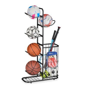 Northix Stojalo za žogice s 6 policami in košaro za shranjevanje