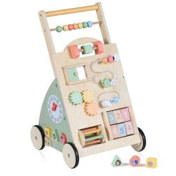 Northio Lesena otroška hojica s kolesi in košaro za shranjevanje, večbarvna, 34x32x55,5 cm