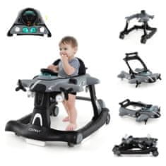 Northio 6-v-1 nastavljiva otroška hojica s pladnjem, siva, 360° kolesa, nastavljiva višina, 72,5x64x52 cm