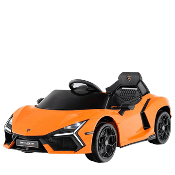 Northix Otroški električni avtomobil 12V z LED lučmi, Lamborghini Revuelto, 2 motorja, daljinski upravljalnik, oranžen
