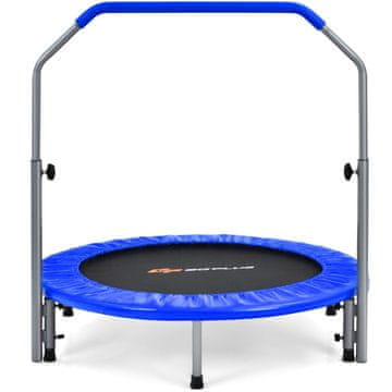 Northix Ø101 cm zložljiv mini trampolin, fitnes trampolin z višinsko nastavljivim ročajem, modra + črna