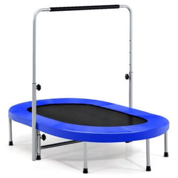 Northix Trampolin za 2 osebi z ročajem, nastavljivim po višini, mini trampolin, 154 x 90 x 92-132 cm, moder
