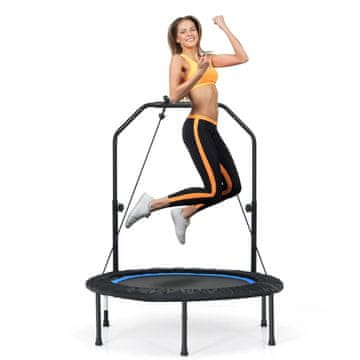 Northix Trampolin Ø101 cm z 2 upornima trakoma, mini trampolin z ročajem, nastavljivim po višini, črna + modra