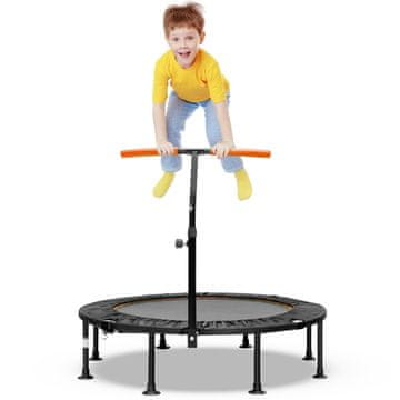 Northix Mini trampolin z nastavljivim ročajem, zložljiv, 117 cm, oranžen
