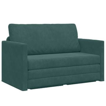 Vidaxl Sofa postelja Temno zelena 124 x 71 x 78 cm Žamet