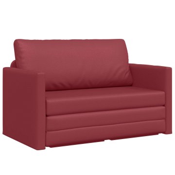Vidaxl Sofa postelja 110cm Vinorodna rdeča Umetno usnje