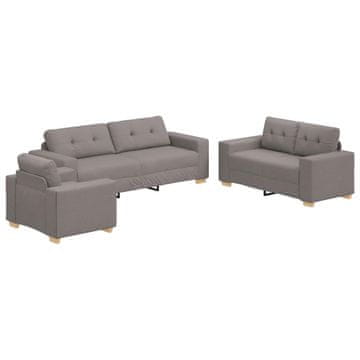 Vidaxl Kavč 3 pcs Taupe 221 x 80 x 80 cm Mešanica lanenega blaga