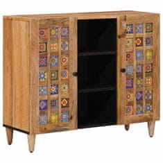 Vidaxl Strani šal s polico Naravna 90 x 33 x 75 cm Masiven les manga