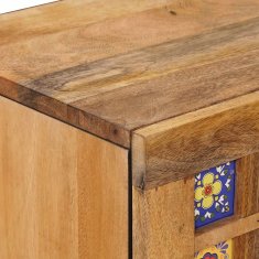 Vidaxl Strani šal s predalom Naravna 40 x 33 x 75 cm Masiven les manga