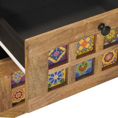 Vidaxl Strani šal s predalom Naravna 40 x 33 x 75 cm Masiven les manga