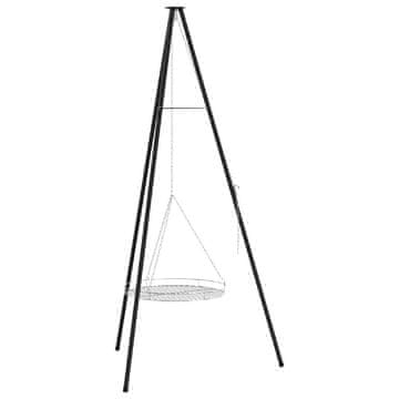 Vidaxl Tripod za taborni ogenj 2 szt. Črna Jeklo