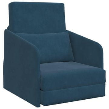 Vidaxl Sofa postelja Modra 65 x 80 x 83 cm Žamet