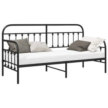 Vidaxl Okvir dnevne postelje Črna 75 x 190 cm Prašno lakirano jeklo