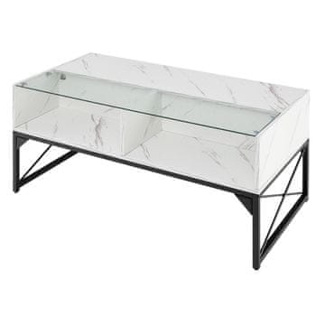 Northix LED klubska mizica z marmor videzom in steklom 105 cm