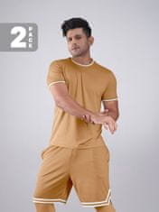 PANTONECLO Moški komplet za vadbo z majico in kratkimi hlačami s stranskim razporkom , L