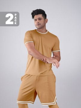 PANTONECLO Moški komplet za vadbo z majico in kratkimi hlačami s stranskim razporkom