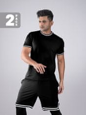 PANTONECLO Moški komplet za vadbo z majico in kratkimi hlačami s stranskim razporkom , L