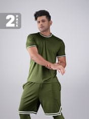 PANTONECLO Moški komplet za vadbo z majico in kratkimi hlačami s stranskim razporkom , L