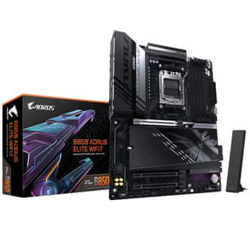Gigabyte GIGABYTE B850 AORUS ELITE WIFI7 Matična plošča - AMD Ryzen 9000 serija CPU, 14+2+2 fazni digitalni VRM, do 8200MHz DDR5 (OC), 1xPCIe 5.0 + 2xPCIe 4.0 M.2, 2.5 LAN, WIFI 7, USB 3.2 Gen 2x2