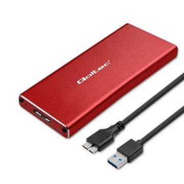 Qoltec QOC Qoltec 51831 M.2 SSD ohišje, SATA, USB 3.0, do 2TB, Rdeča