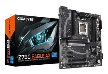 Gigabyte GIGABYTE Z790 EAGLE AX Matična plošča - Podpira Intel Core procesorje 14. generacije, 12+1+1 fazni digitalni VRM, do 7600MHz DDR5 (OC), 3xPCIe 4.0 M.2, Wi-Fi 6E, 2.5GbE LAN, USB 3.2 Gen 2