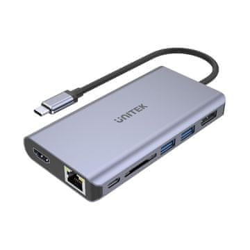 UNITEK uHUB S7 USB 3.2 Gen 1 Type-C sivi, z Ethernet priključkom