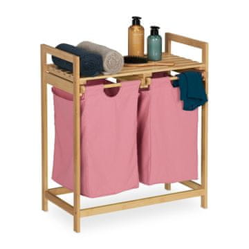 Northix Bambusova polica z dvema košarama za perilo in polico