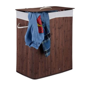 Northix Bambusova košara za perilo z 2 predelkoma in pokrovom
