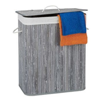 Northix Bambusova košara za perilo z 2 predelkoma in pokrovom