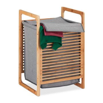 Northix Bambusova košara za perilo s pokrovom in vrečko