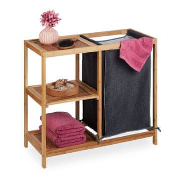 Northix Bambusova polica za perilo s 3 policami in košaro