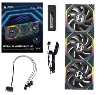 Lian Li Lian Li UNI FAN SL Wireless LCD 120 Ohišje za računalnik 12 cm Črna 3 kosi