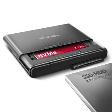 AXA Axagon ADSA-CC Docking Station / Clone Master, USB-C 10Gbps, NVMe/SATA SSD/HDD, črna