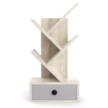 Northio 5-nadstropna knjižna polica s predalom, večnamenska polica za CD in DVD, bež