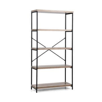 Northix 5-nadstropna knjižna polica s kovinskim okvirjem industrijski pisarniški regal 79 x 35 x 159,5 cm siva