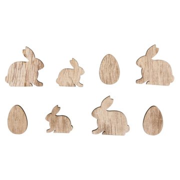 Rayher.	 Leseni okraski zajčki& jajčka, 2-3cm, 16 kosov