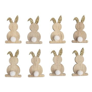 Rayher.	 Leseni okraski Zajčki, zlati, 4.5cm, samolepilni, set 8