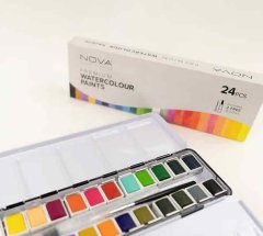 Rayher.	 NOVA akvarelne barve 24 tabl.+ 2 čopiča