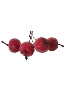 Rayher.	 Dekorativna jabolka rdeča, na žici, zmrznjen videz, 3cm, set 4