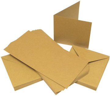 Rayher.	 Kuverte+Vizitke, Set 50, 13 x 13 cm, Kraft barve