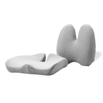 Powerton WPEUS3 komplet ledvene opore in opornega sedeža, ergonomski, siva, spominska pena