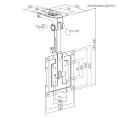 Gembird CM-43ST-01 stropni nosilec za TV s polnim gibanjem 19"-43"